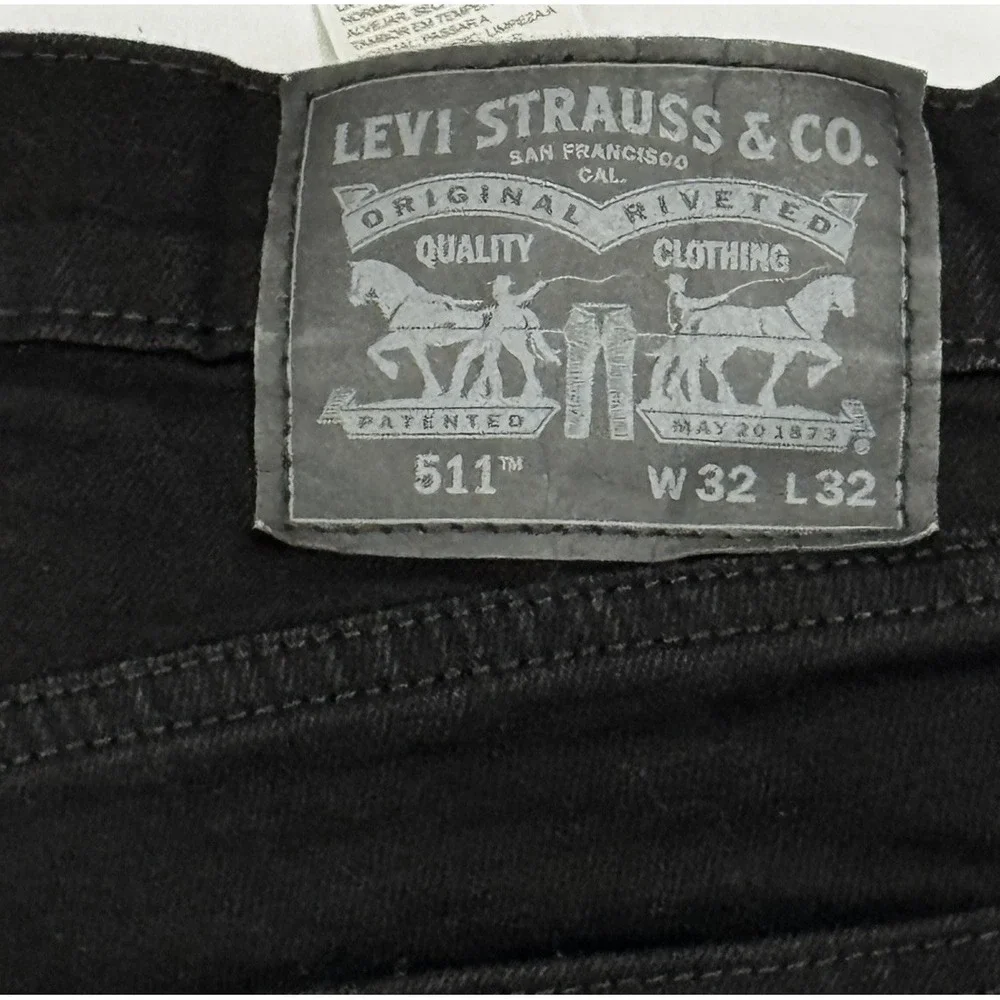 Levi's 511 Black Stretch Slim Fit Denim Jeans Men's 32 X 32